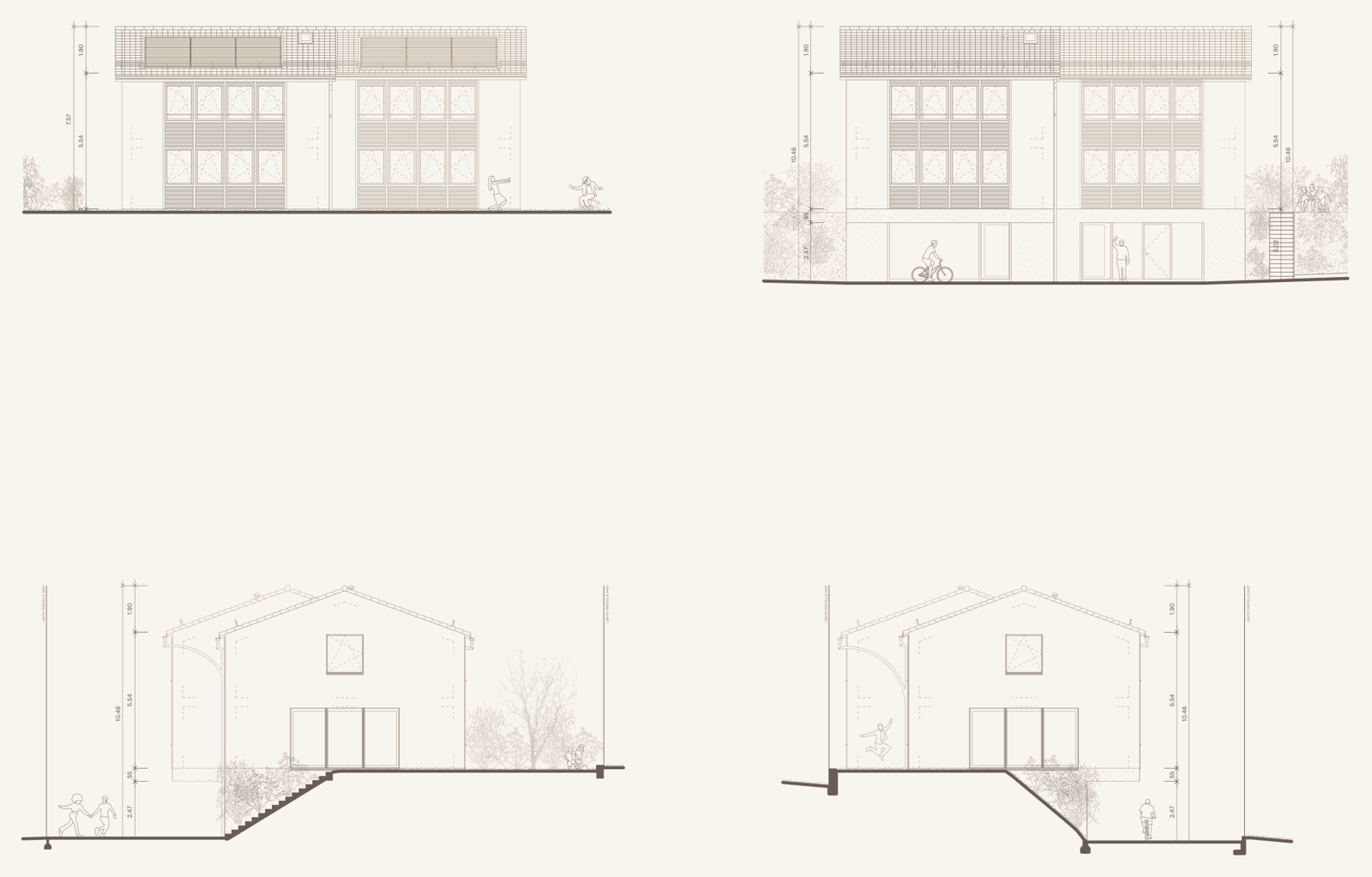 Façades des maisons C et D